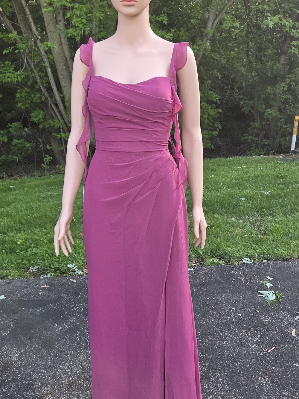 Azazie Fuchsia Ruched Maxi Dress